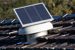 solar roof vent on a roof