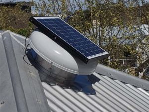 Solar Whiz unit on a tin roof