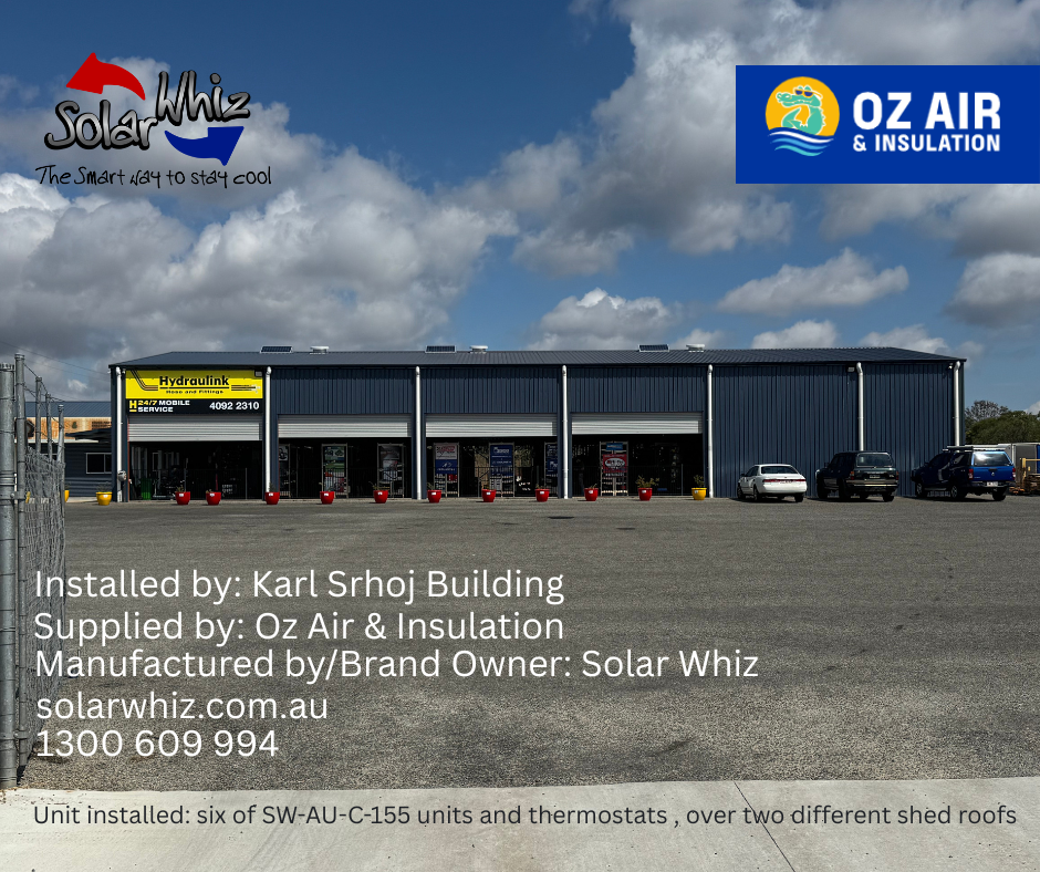 Solar Whiz commercial roof ventilation unit protecting a commercial building during the Super El Niño 2026–27 heatwave